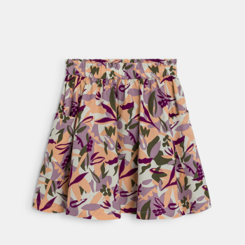 تنورة واسعة برسومات مطبوعة، باللون البرتقالي للفتيات.